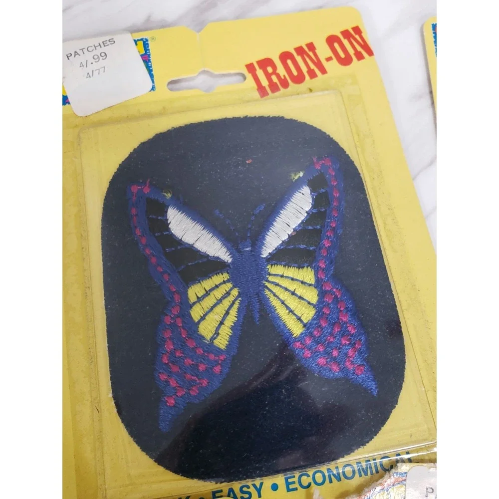 Lot 6 70s Embroidered‎ Joy-Patch Iron-On Denim Turtle Dog Elephant Butterfly